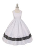 Girls White Satin Lace Trim Special Occasion Dress 2-14